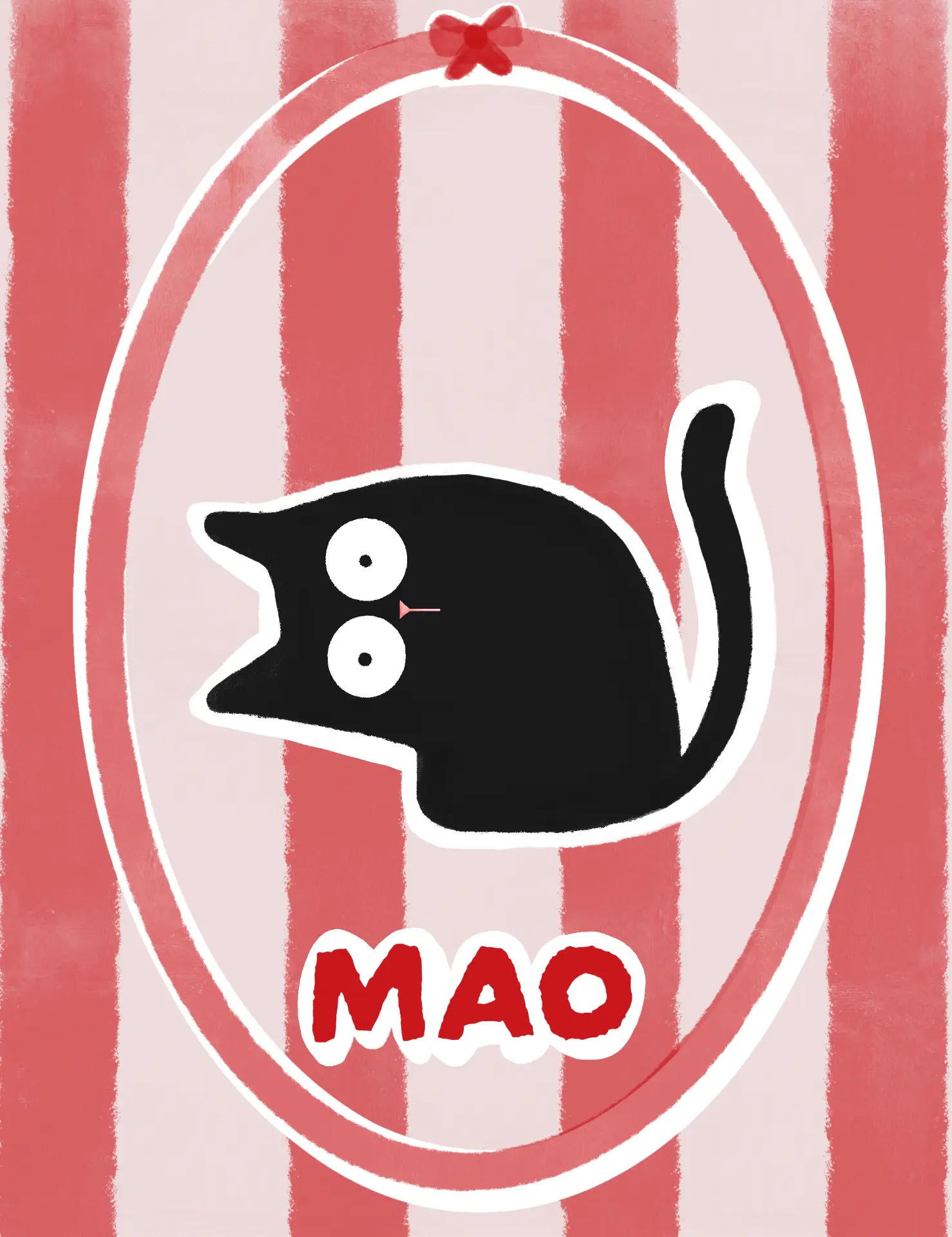 Illustrazione della parola MAO con gattino nero
